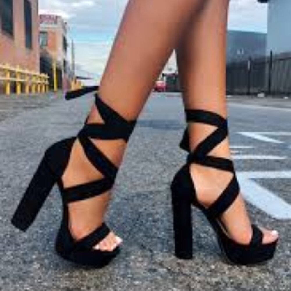 Fashion Nova  Strappy Tie Platform Heels